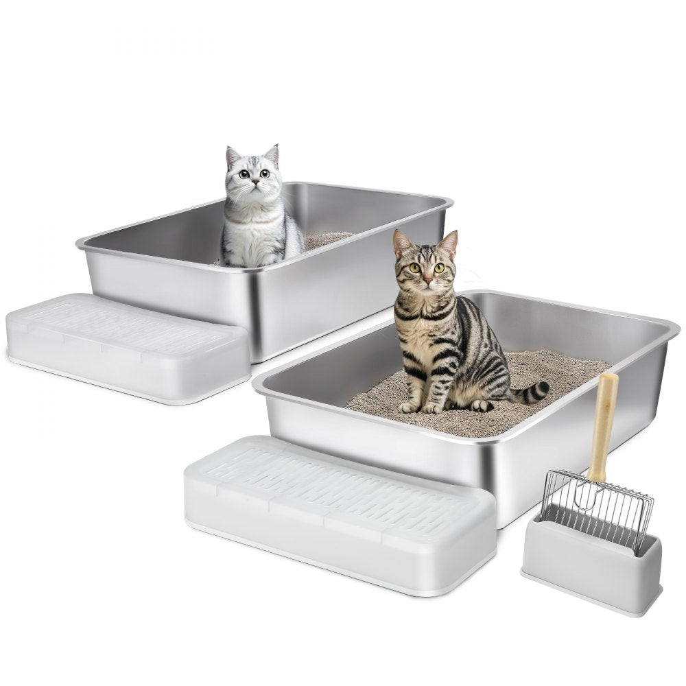 BP102 - Spacious 6-Inch Deep Cat Litter Box Set for Multi-Cat Homes