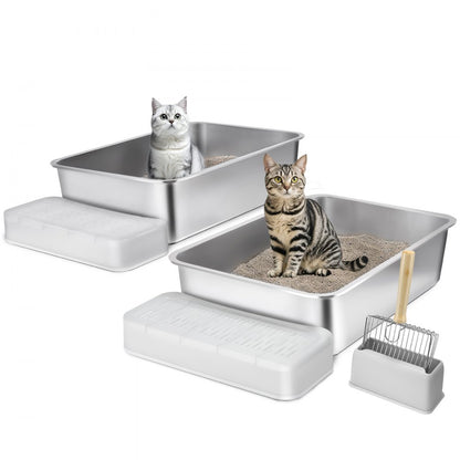 BP102 - Spacious 6-Inch Deep Cat Litter Box Set for Multi-Cat Homes