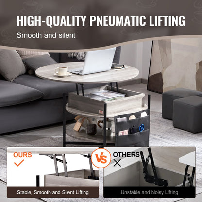 KLCT-14 - Adjustable Lift Top Coffee Table with Hidden Storage Compartments