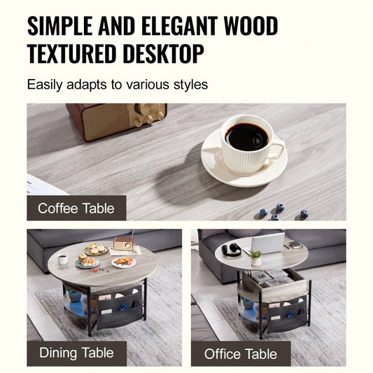 KLCT-14 - Adjustable Lift Top Coffee Table with Hidden Storage Compartments