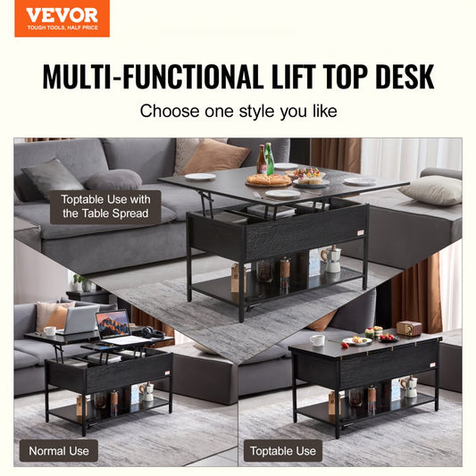 KLCT-08 - Versatile Lift-Up Coffee Table with Storage & Adjustable Height