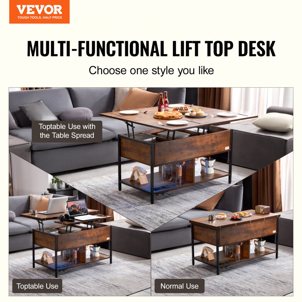 KLCT-05 - Versatile Lift-Top Coffee Table with Storage & Ambient Lighting
