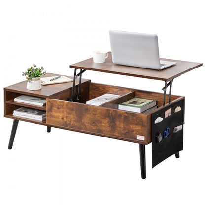 KLCT-01 - Height-Adjustable Brown Coffee Table with Storage & Durable Design