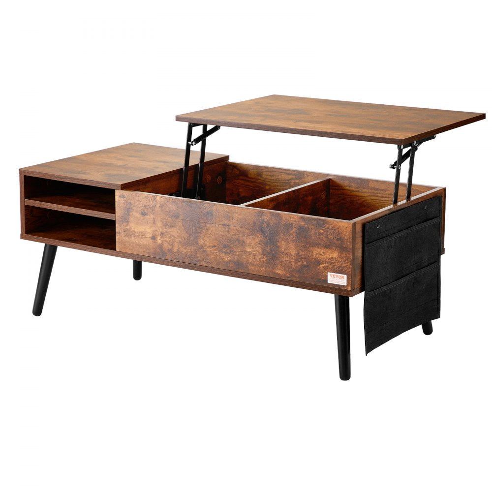 KLCT-01 - Height-Adjustable Brown Coffee Table with Storage & Durable Design