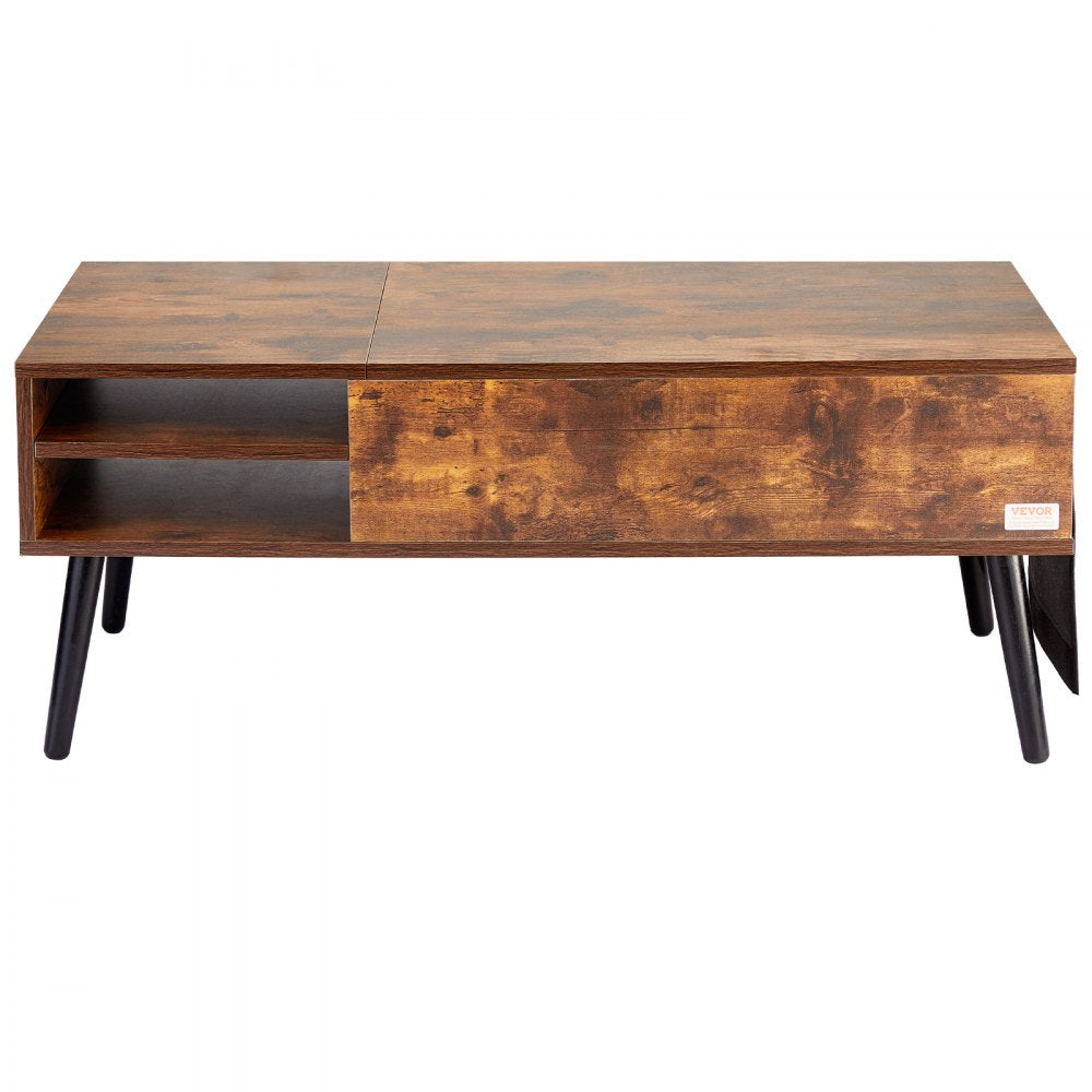 KLCT-01 - Height-Adjustable Brown Coffee Table with Storage & Durable Design