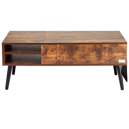 KLCT-01 - Height-Adjustable Brown Coffee Table with Storage & Durable Design