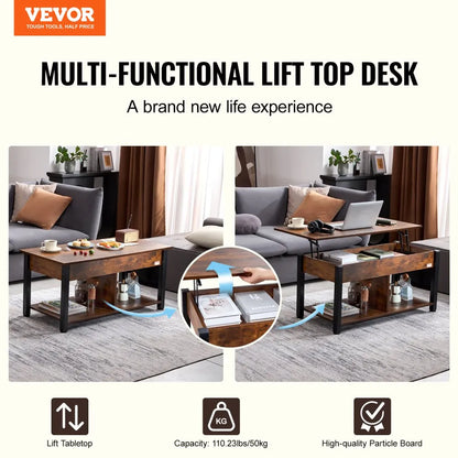 KLCT-11 - Versatile 41.7" Lift-Up Coffee Table with Storage Solutions