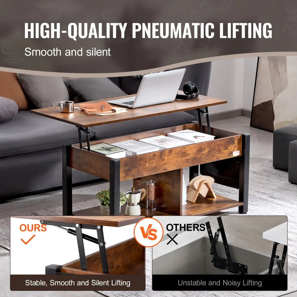 KLCT-11 - Versatile 41.7" Lift-Up Coffee Table with Storage Solutions