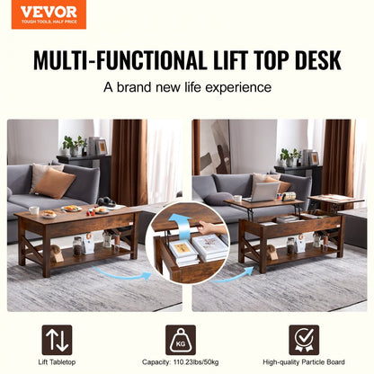 KLCT-12 - Adjustable 47.5" VEVOR Coffee Table with Hidden Storage