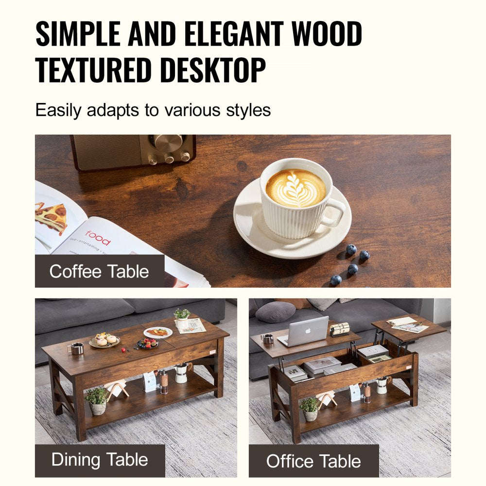 KLCT-12 - Adjustable 47.5" VEVOR Coffee Table with Hidden Storage