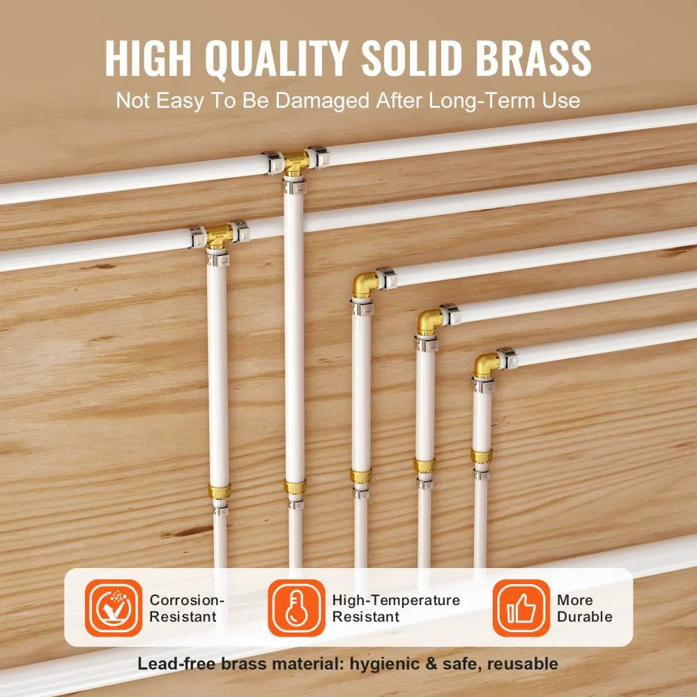 PF5c-S3/4x3/4F Ⅱ - Durable Brass 3/4" Pipe Fittings, 12PCS Set