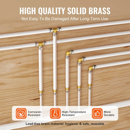 PF5c-S3/4x3/4F Ⅱ - Durable Brass 3/4" Pipe Fittings, 12PCS Set