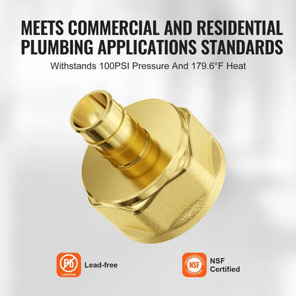 PF5c-S3/4x3/4F Ⅱ - Durable Brass 3/4" Pipe Fittings, 12PCS Set