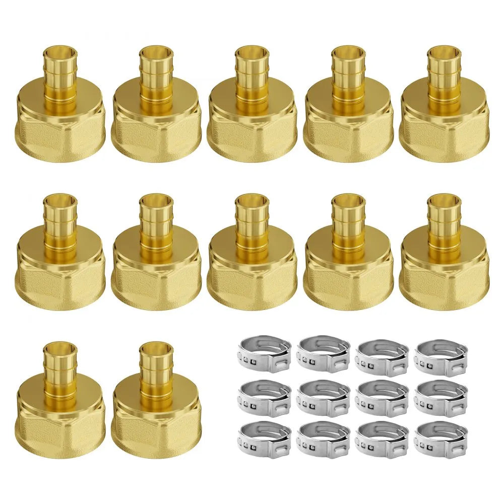 PF5c-S3/4x3/4F Ⅱ - Durable Brass 3/4" Pipe Fittings, 12PCS Set