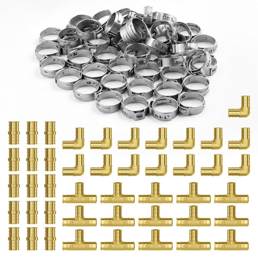 PF5c-S3/4x3/4F Ⅱ - Durable Brass Pipe Fittings for Plumbing, 12PCS Set