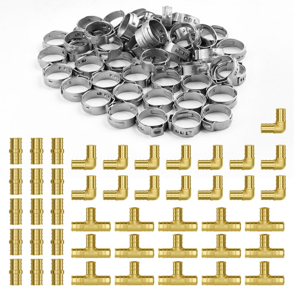 PF5c-S3/4x3/4F Ⅱ - Durable Brass Pipe Fittings for Plumbing, 12PCS Set
