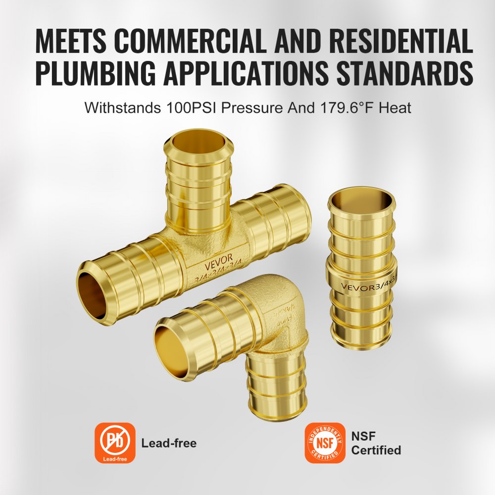 PF5c-3/4-SLT - 45PCS Lead-Free Brass Pipe Fittings for Plumbing Projects