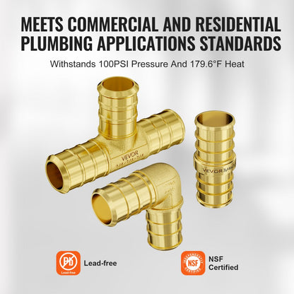PF5c-3/4-SLT - 45PCS Lead-Free Brass Pipe Fittings for Plumbing Projects