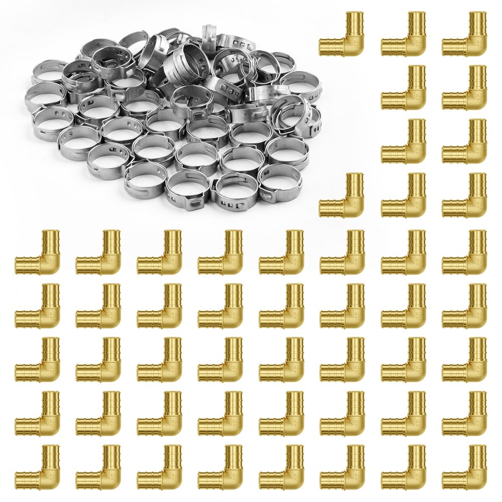 PF5c-L3/4x3/4 Ⅱ - 50 Brass Clamp Elbows for Heating & Plumbing Systems