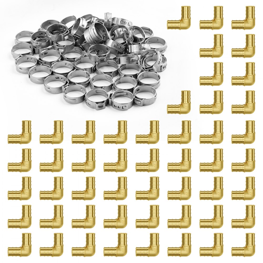 PF5c-L3/4x3/4 Ⅱ - 50 Brass Clamp Elbows for Heating & Plumbing Systems