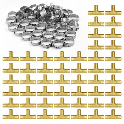 PF5c-T1/2x1/2x1/2 Ⅱ - Durable Brass Tee Fittings for Plumbing, 50PCS