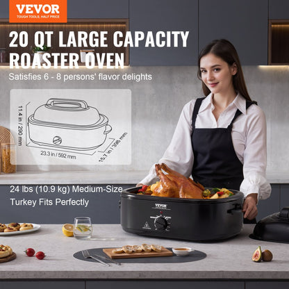 RO162 - 20 QT VEVOR Electric Roaster with Self-Basting Lid & Glass Window