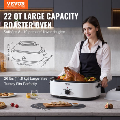 RO180 - 22 QT Electric Turkey Roaster with Self-Basting Lid and Glass Window