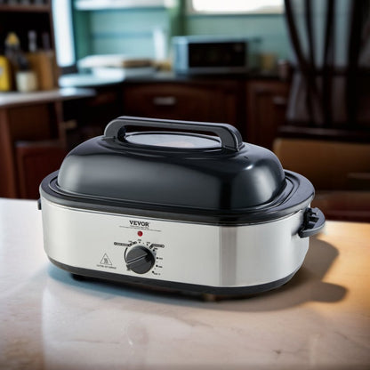 RO188 - 22QT Stainless Steel Turkey Roaster Oven with Self-Basting Lid