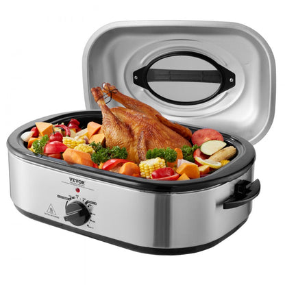 RO188 - 22QT Stainless Steel Turkey Roaster Oven with Self-Basting Lid