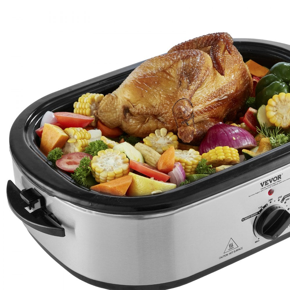 RO188 - 22QT Stainless Steel Turkey Roaster Oven with Self-Basting Lid
