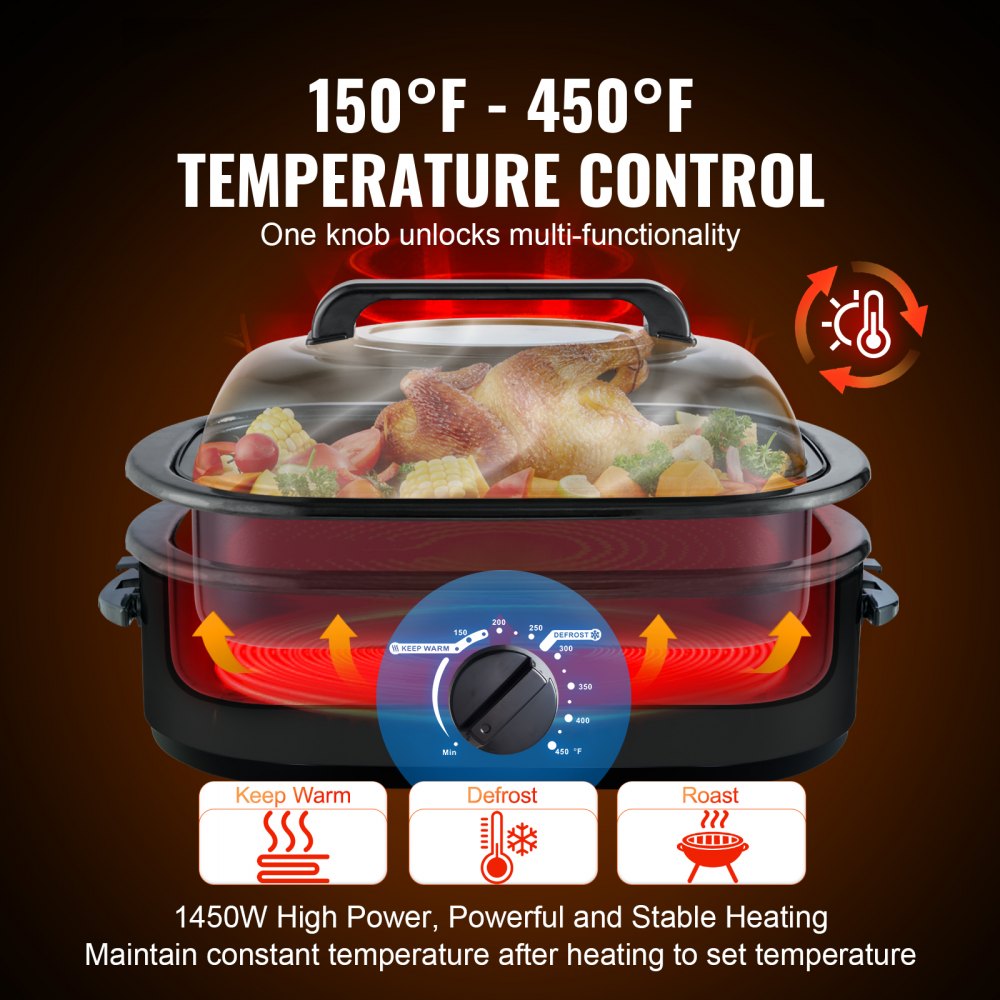 RO200 - 24QT VEVOR Electric Roaster Oven with Self-Basting Lid