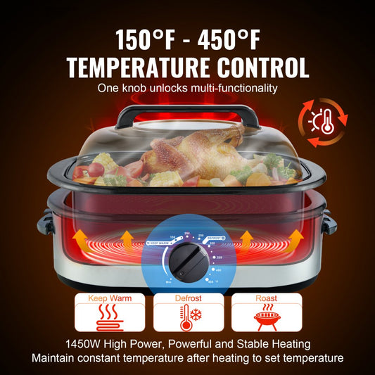 RO2 - 24 QT VEVOR Turkey Roaster with Self-Basting Lid & Glass Window