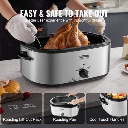 RO2 - 24 QT VEVOR Turkey Roaster with Self-Basting Lid & Glass Window