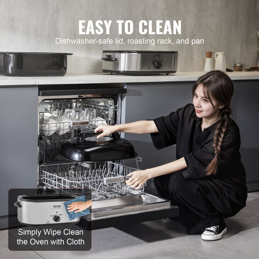 RO220 - 1450W Electric Roaster Oven, Cooks 30lbs Turkey, Easy Clean