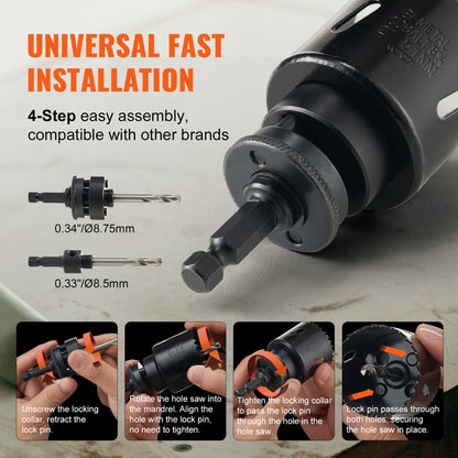RD03-4002 - 18-Piece Hole Saw Kit for Wood, Plastic & Iron