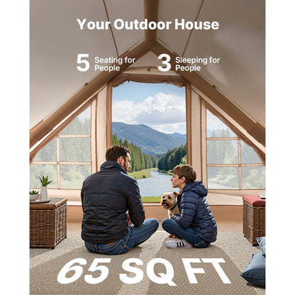 ZJTM1358 - 65 Sq.Ft. Inflatable Tent for 3-5 People, Easy Setup