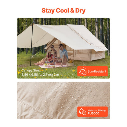 ZJTM1359 - 65 sq.ft. Inflatable Camping Tent for 3-5 People with Canopy