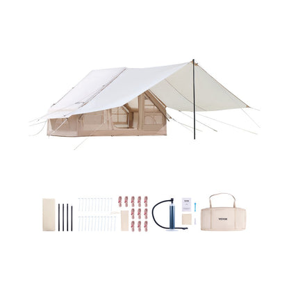 ZJTM1359 - 65 sq.ft. Inflatable Camping Tent for 3-5 People with Canopy