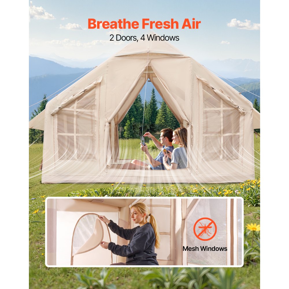 ZJTM1360 - Spacious 97 sq.ft Inflatable Tent for 4-6 People with Pump