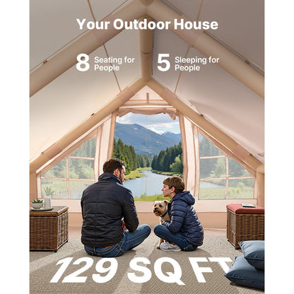 ZJTM1361 - Spacious 129 sq.ft Inflatable Tent for 5-8 People Outdoor Comfort