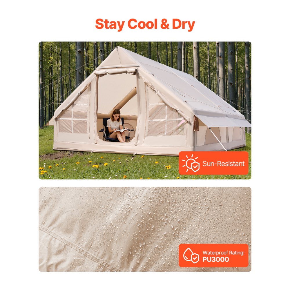 ZJTM1361 - Spacious 129 sq.ft Inflatable Tent for 5-8 People Outdoor Comfort