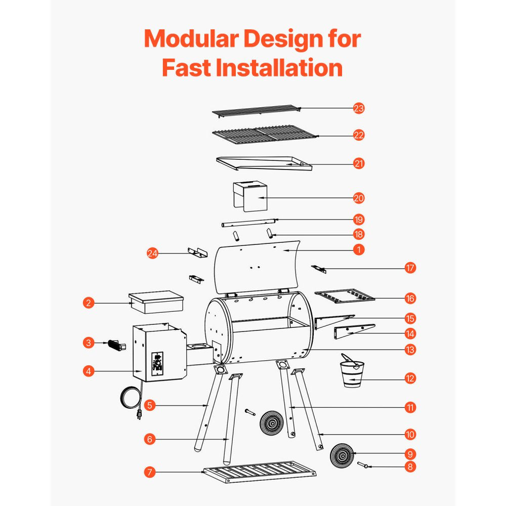 VA-456 - Portable Electric Wood Pellet Smoker Grill with 456 Sq.in Cooking Area