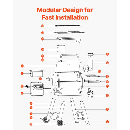 VA-575 - Durable Electric Wood Pellet Grill with 575 sq.in Cooking Area
