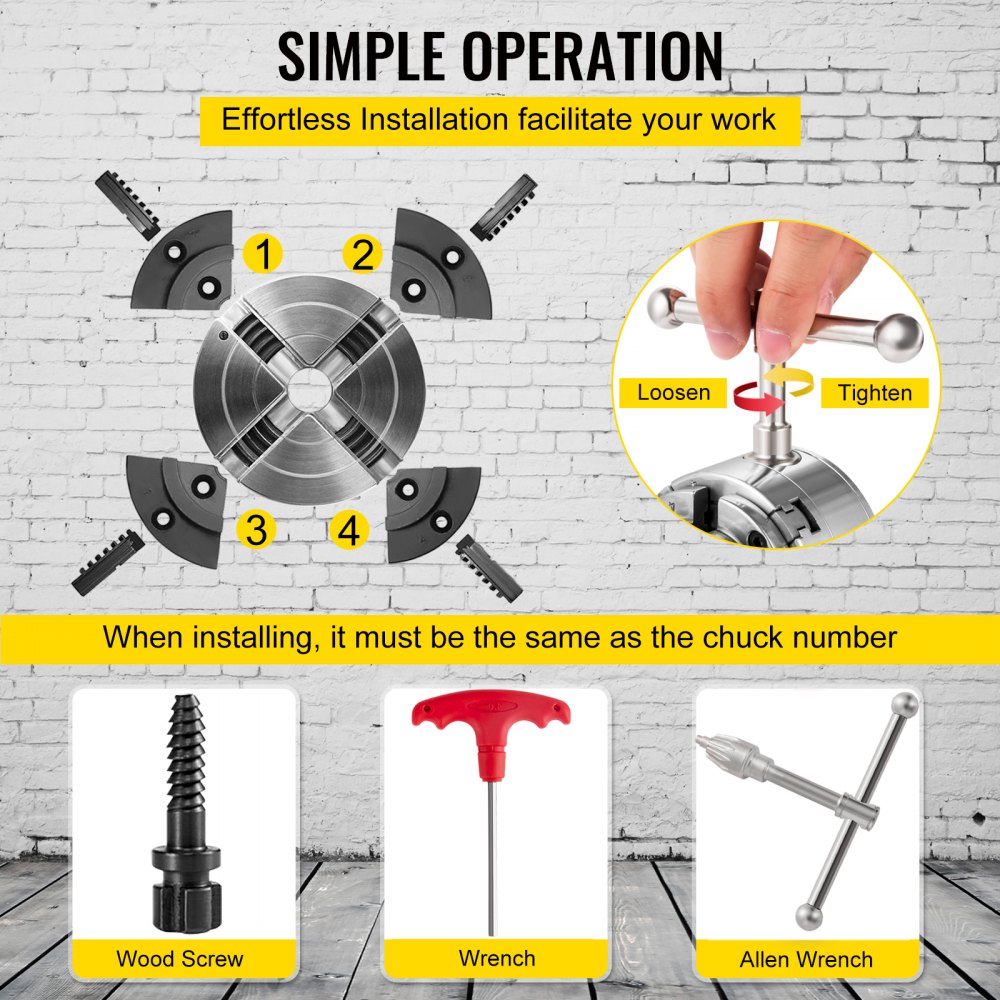 010980070438 - Durable 5 Jaw Lathe Chuck for Woodturning Projects