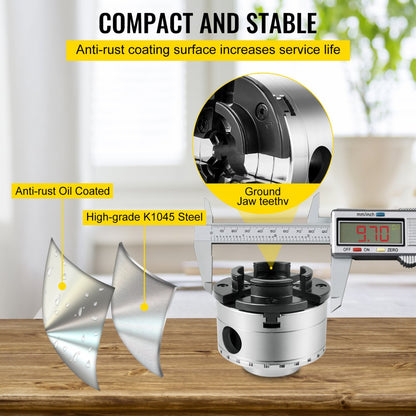 010980070438 - Durable 5 Jaw Lathe Chuck for Woodturning Projects