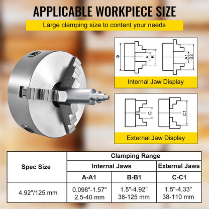 010301066170 - 5" Self-Centering Lathe Chuck with 0.002" Precision