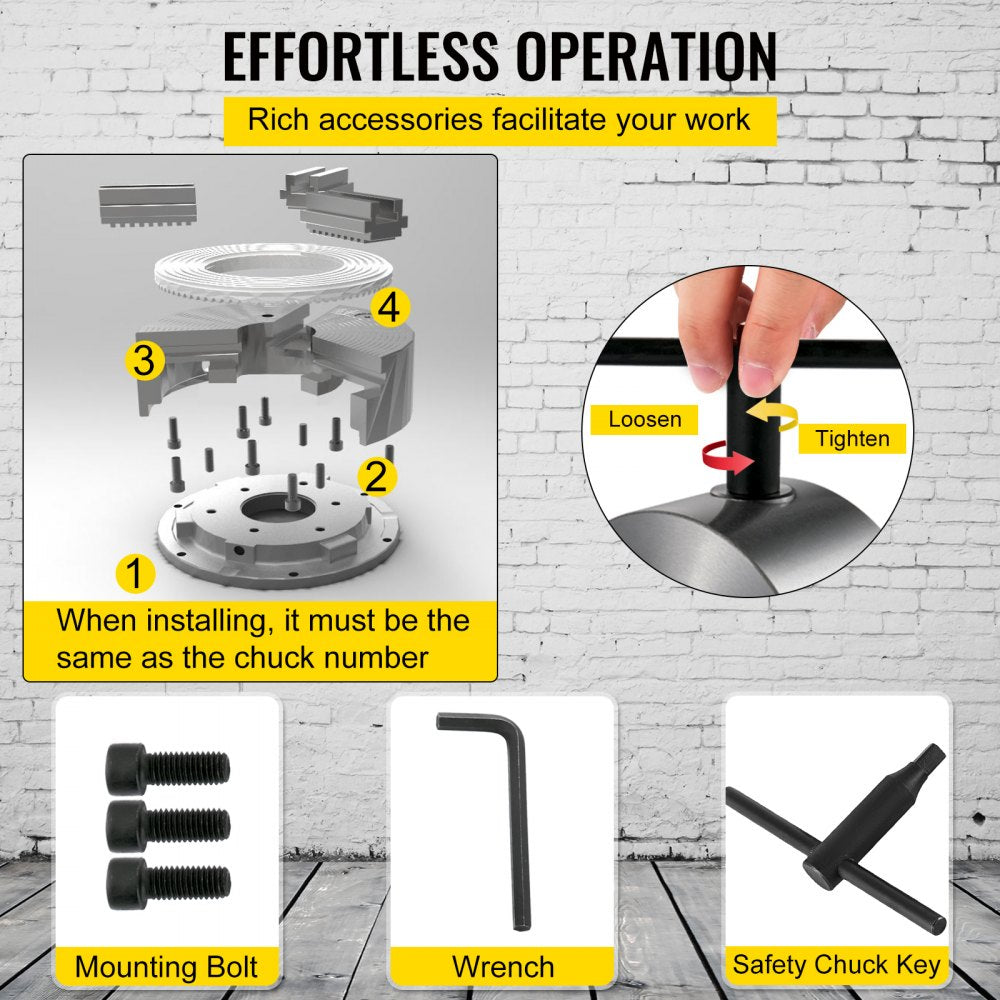 K11-200A - 8" Self-Centering Steel Lathe Chuck for Versatile Machinery