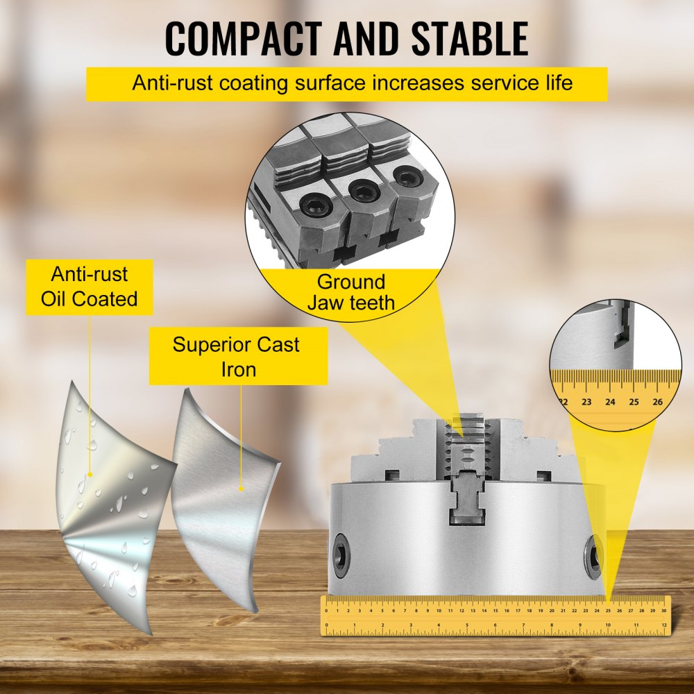 K11-250A - 10" Hardened Steel Lathe Chuck with Self-Centering Jaws