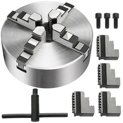 010147920367 - 6.3" VEVOR 4-Jaw Lathe Chuck in Hardened Steel
