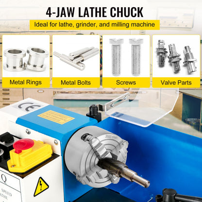 010218472790 - 4-Jaw Lathe Chuck, 0.236"-1.77" Holding Range, Steel Construction